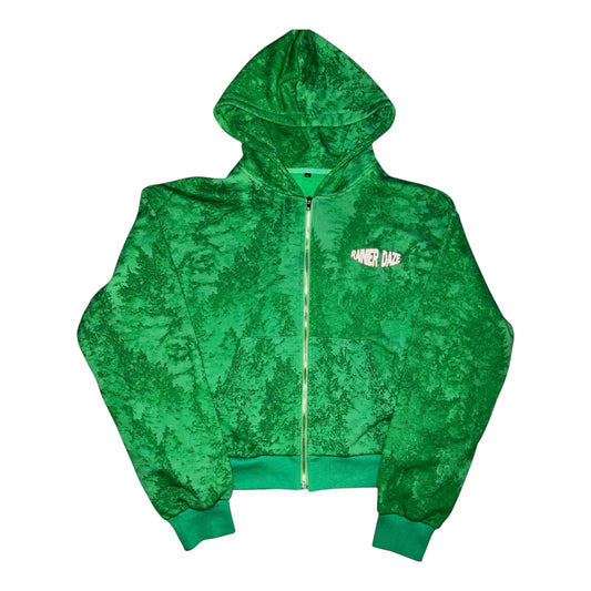 FOREVER GREEN CROPPED ZIP UP